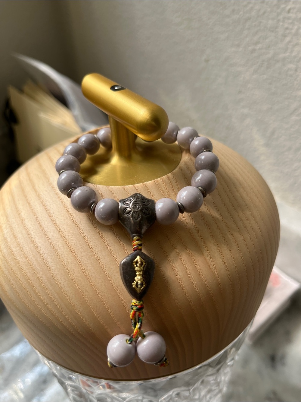 Handmade Purple Beaded Charm Bracelet